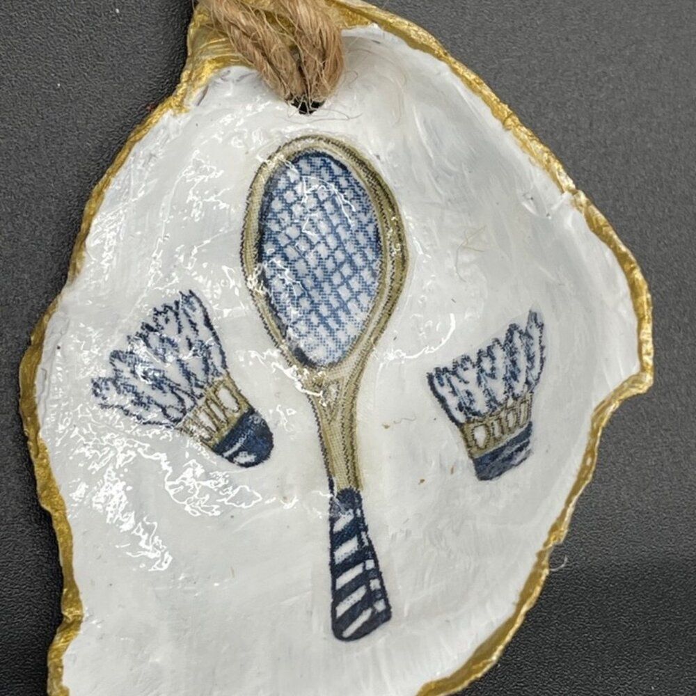 Decoupage Oyster Shell Ornament Decoupage Trinket Dish BADMINTON - Picture 2 of 8